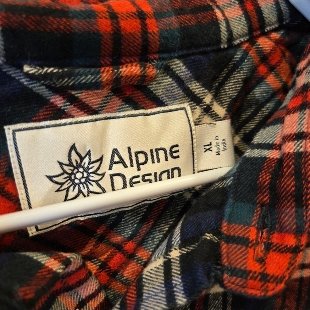 Alpine Design Mens XL Midweight Flannel Red Green Nessie Plaid Shirt New Outdoor - Picture 4 of 9